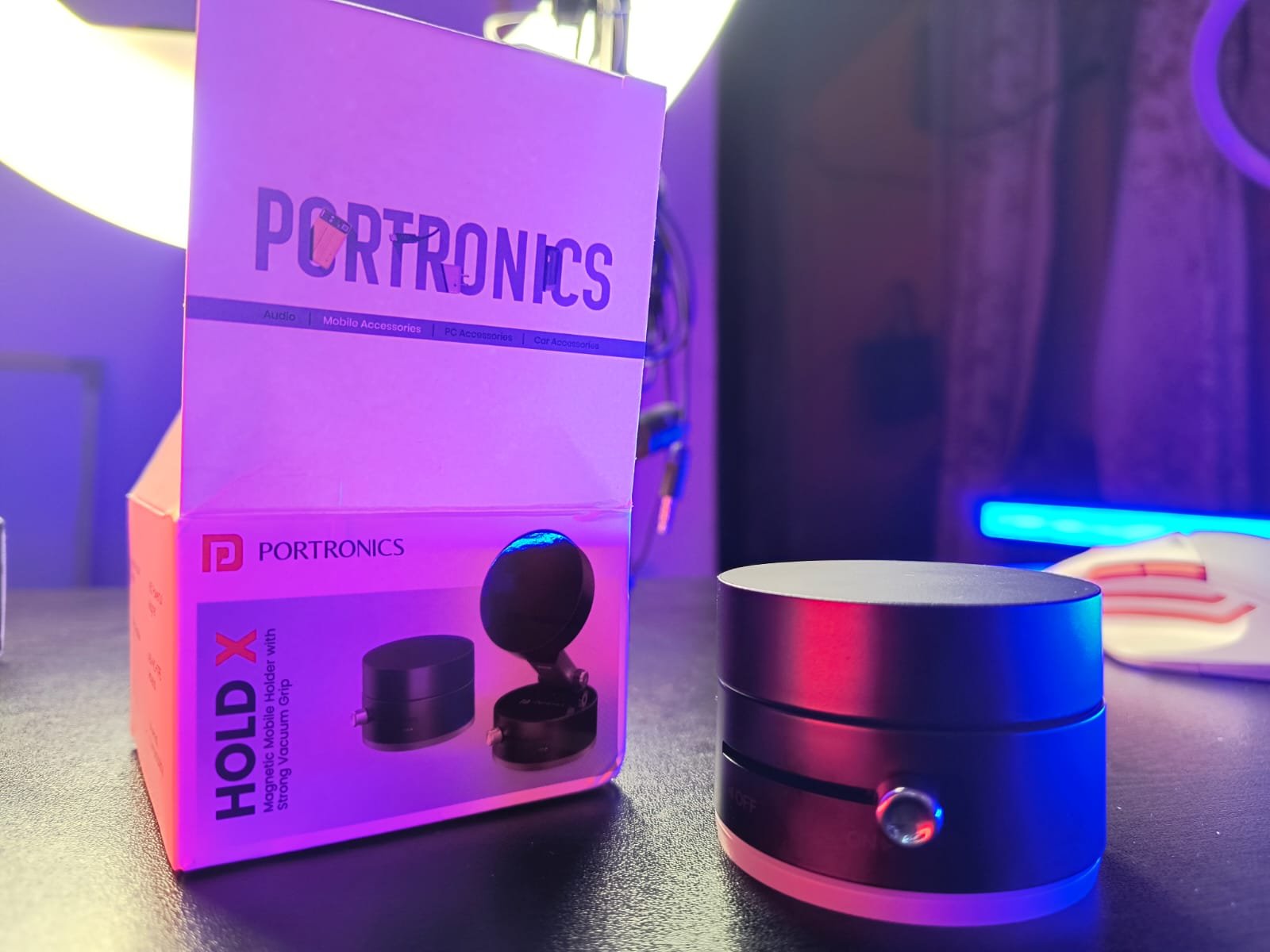 Portronics Hold X Magnetic Vacuum Suction Mobile Holder – Best for Car, Desk, and More